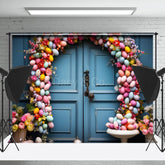 Lofaris Colorful Floral Egg Door Easter Backdrops For Photo